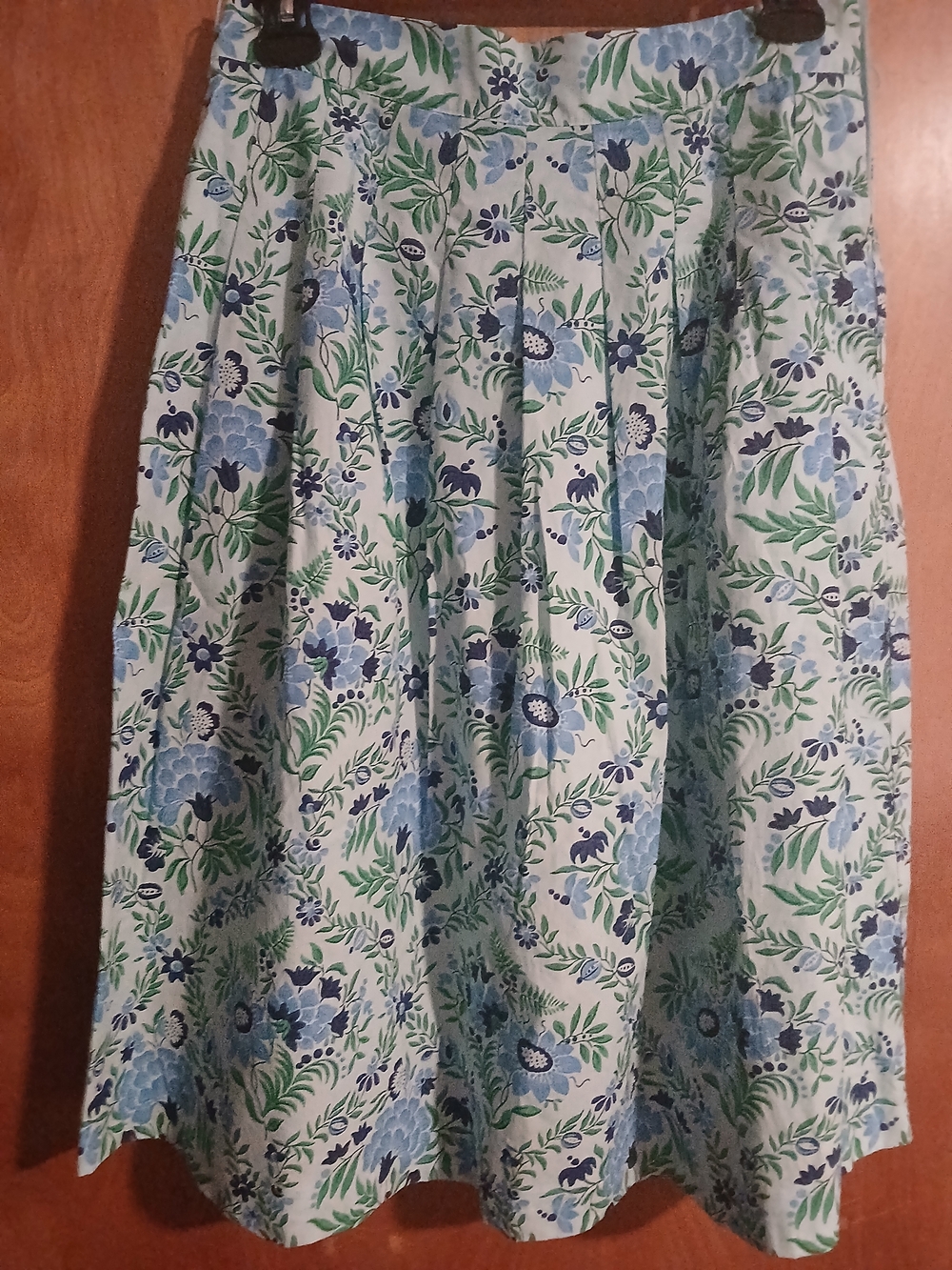 Women's Skirt FromTalbots Blue & Green Floral A-Line Skirt